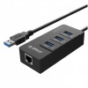 Priklopna postaja USB-A => 3x USB 3.0 tip A 1x RJ45 Orico (HR01-U3-V1-BK-BP)