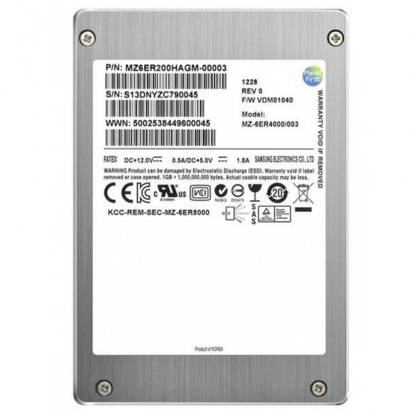 Disk SSD 6,4cm (2,5") SAS  200GB SATA3 Samsung SM1625 MLC 900/600MB/s (MZ6ER200HAGM)