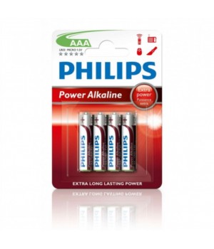 Baterijski vložek Philips 1,5V AAA/LR03 4 kos Philips Power Alkaline (LR03P4B/10)