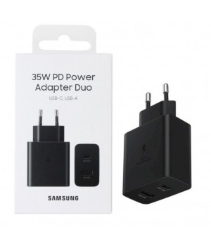 Hišni polnilec 100-240V => 1x USB-A (ž) 1x USB-C 35W Samung - črn (EP-TA220NBEGEU)