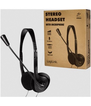 Slušalke LogiLink 3.5 z mikrofonom in nadzorom glasnosti dvojni jack priklop (HS0052)