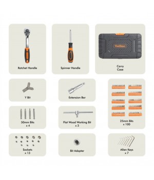 Pripomoček za servis - VonHaus 130 delni set natičnih ključev