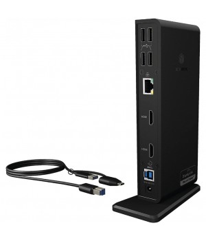 Priklopna postaja USB-C/B => 2x USB 3.0 tip A 4x USB 2.0 tip A 2x HDMI 1x RJ45 1x 3,5mm audio Icybox + napajlnik priložen (IB-DK2251AC)