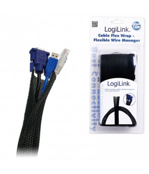 UREJEVALNIK kablov - mehka tekstilna zaščita LogiLink 1,8m črna