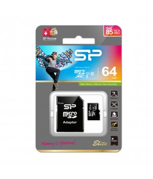 Spominska kartica SDXC 64GB SiliconPower Elite 50MB/s 15MB/s U1 UHS-I (SP064GBSTXBU1V10SP) +adapter