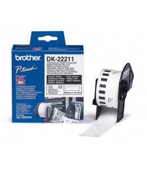 Nalepke za tiskalnik Brother DK22211 neskončne nalepke - film bel 29mm x 15,24m
