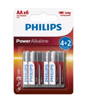 Baterijski vložek Philips 1,5V AA/LR6 4+2 kos Philips Power Alkaline (LR6P6BP/10)