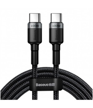 Kabel USB-C => USB-C tekstil ovoj 2,00m 20V/5A 100W PD2 Baseus Cafule črn/siv (CATKLF-ALG1)