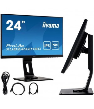 Monitor Iiyama 60,5 cm (23,8") XUB2492HSC-B1 1920x1080 75Hz IPS 4ms HDMI DisplayPort USB-C 65W 2xUSB3.0 Pivot Zvočniki  sRGB99%