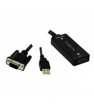 Pretvornik VGA (m) => HDMI (ž) Video ter USB avdio pretvornik Logilink (CV0060)