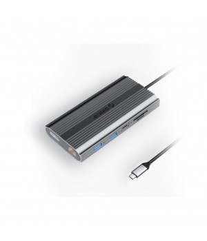Priklopna postaja USB-C =>Orico XDR-X33 2xDisplayPort 2x HDMI 3xUSB3.0 USB-C PD100W 1xLAN 1x3,5mm Čitalec kartic (XDR-X33-GY-BP)
